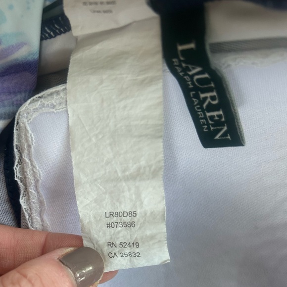 LAUREN RALPH LAUREN Blue Abstract Tankini Two Piece Swimsuit | Size XL 14 / 16 - Picture 8 of 15